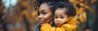 Mother-Daughter Bliss: African American Single Mom and Child Delighting in Park Fun
