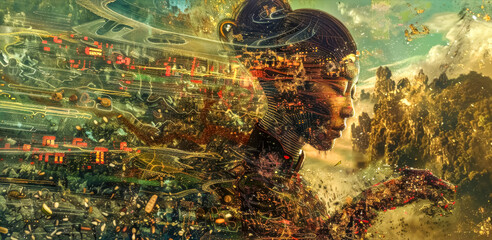 Canvas Print - Cybernetic transformation in a digital world