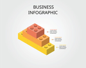 Wall Mural - pyramid brick chart template for infographic for presentation for 3 element