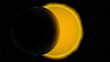 Solar eclipse, the moon transiting between the sun and planet Earth. 3d Illustration