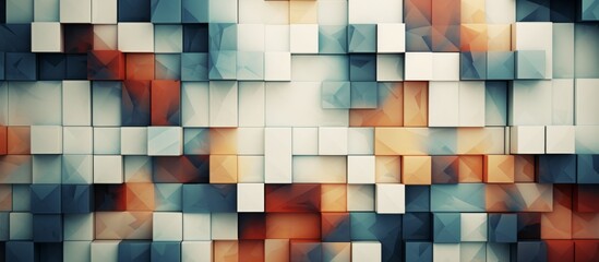 Poster - Vivid close-up image of a wall featuring an array of diverse colored squares in various hues and shades