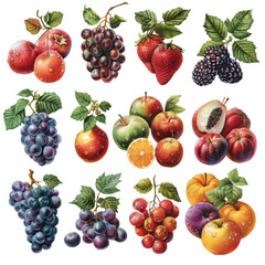 Fruit watercolor pattern bright and fresh featuring. PNG