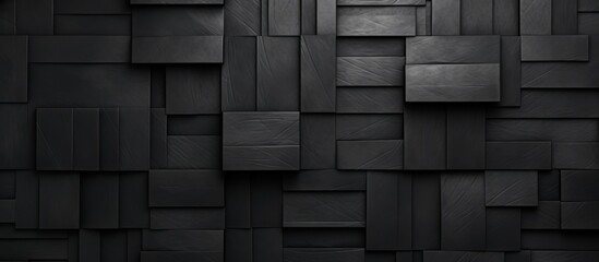 Canvas Print - An artistic expression of a black wall adorned with irregularly shaped squares of black paint, creating a unique and modern aesthetic