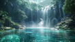 Waterfall cascading into a hidden lagoon