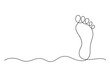Continuous one line drawing of bare foot elegance female leg in simple linear style vector illustration.