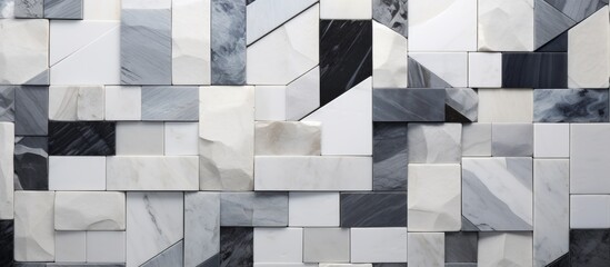 Poster - Detailed view of a sturdy wall built using blocks of elegant marble, showcasing a timeless and durable construction