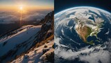 Fototapeta Sport - View of Earth in summer and winter, with illustrations of the December solstice and spring equinox