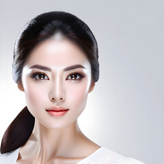 Wall Mural - Ethereal Beauty: Exquisite Asian Female Models on White Background(Generative AI)
