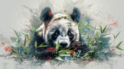 Wall Mural - pandas promoting eco-friendly products, sustainable living