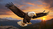 A majestic bald eagle soaring above a mountain forest.generative.ai