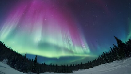 celestial phenomenon above snow capped mountain