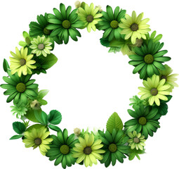 Poster - geen flower wreath garland frame isolated on white or transparent background,transparency