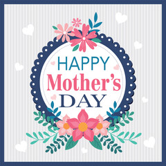 Wall Mural - Happy mother's day card with flowers and lettering