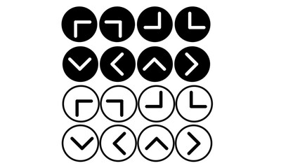 Poster - white and bold arrow icon. Arrow icons set, control button, navigation for apps, UI, and website. Replaceable vector design