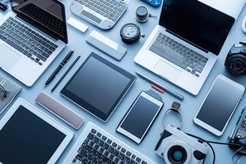 Fototapete - Technology image featuring innovative gadgets and devices, Image showcasing innovative gadgets and cutting-edge technology devices.