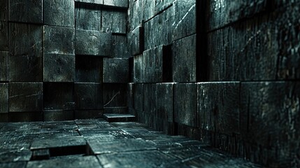 Fototapete - Textured 3D background with a sense of depth, Layered 3D background with textured elements creating depth and dimension.
