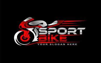 Wall Mural - Racing motorcycle superbike logo vector illustration isolated on black background