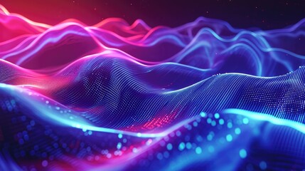 Fototapete - Vibrant neon waves creating an energetic backdrop, Dynamic display of neon waves forming an energetic and captivating background.