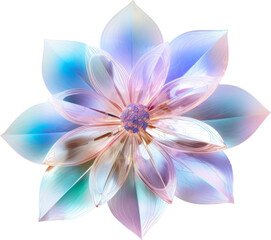 Poster - holographic hologram flower isolated on white or transparent background,transparency