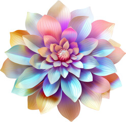 Wall Mural - holographic hologram flower isolated on white or transparent background,transparency