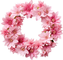 Poster - pink flower garland wreath frame isolated on white or transparent background,transparency