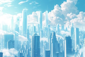 Poster - Creating a digital illustration depicting futuristic cityscape architecture, Designing a digital artwork showcasing futuristic city architecture for a captivating cityscape illustration.