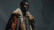 In another portrait a dignified black man stands tall and proud dressed in a traditional embroidered tunic and dd in a luxurious fur cloak. His regal attire pays homage to the legacy .