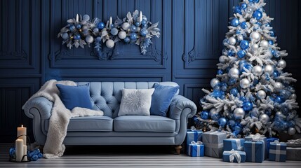 Canvas Print - cozy christmas background blue