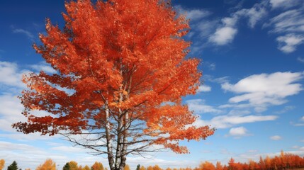 Wall Mural - fiery red birch