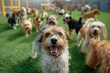 © Pixel Alchemist - Energetic Dogs Romping and Playing at Lively Pet Daycare Center under Attentive Supervision