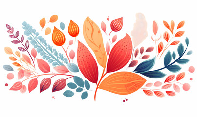 flat Modern abstract floral art vector leaves