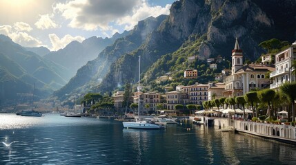 Beautiful city with large body of water in background