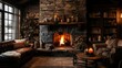 rustic fireplace interior