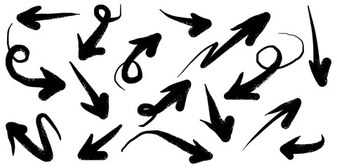 Poster - Hand drawn Arrows icons Set. arrow icon with various directions. Doodle vector illustration. isolated on a white background