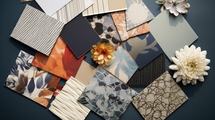 Wall Mural - fabric interior designer swatches