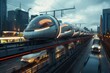 A groundbreaking public transport system equipped with sleek, levitating vehicles that glide effortlessly above the city, offering fast, efficient, and eco-friendly travel options.
