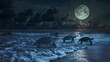 Sea turtle migration under the full moon