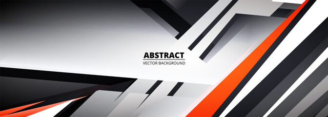 Poster - Vector abstract sport background with red, black and white geometric shapes. Wide sports banner with modern pattern vector illustration