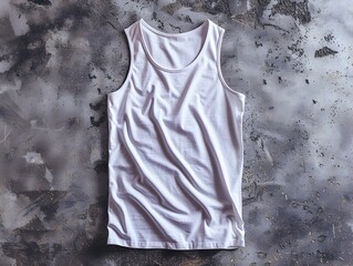 Wall Mural - Plain White Athletic Tank Top Displayed Against Concrete Wall Background