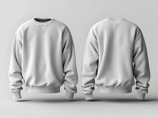 Wall Mural - Grey Minimalist Sweatshirt Mockup on Plain Background for Apparel Product Presentation