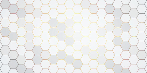 Aufkleber - White Hexagonal background with golden light