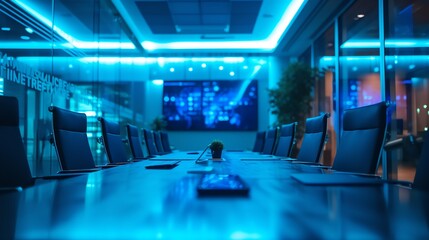 Poster - meeting room blue interior