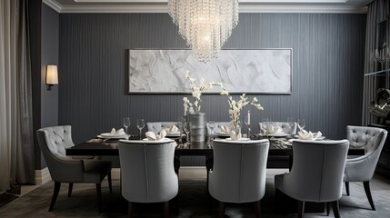 Canvas Print - dining gray interior wall