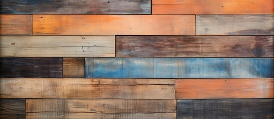 Poster - Detailed view of a wooden wall featuring different shades and variations of wood colors