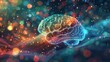 Digital representation of a neurodiverse, sparkling, rainbow autism brain