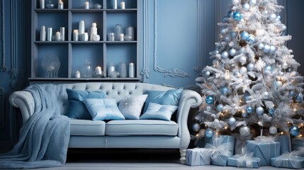 Canvas Print - living christmas background blue