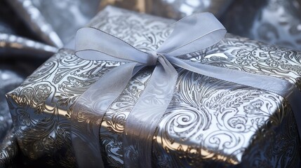 Canvas Print - patterns silver gift wrap