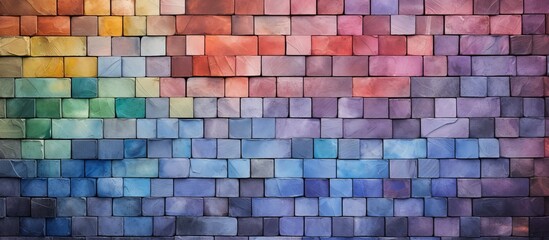 Poster - An eye-catching mosaic display of vibrant squares in different colors adorns a wall, creating a visually striking pattern