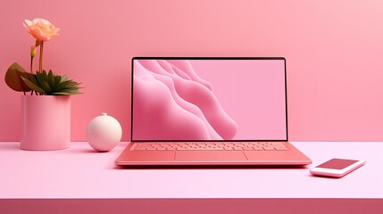 Canvas Print - keyboard computer pink