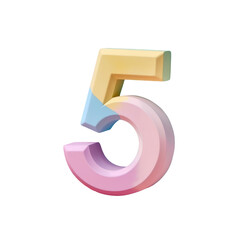 Poster - Colorful number five on a Transparent Background